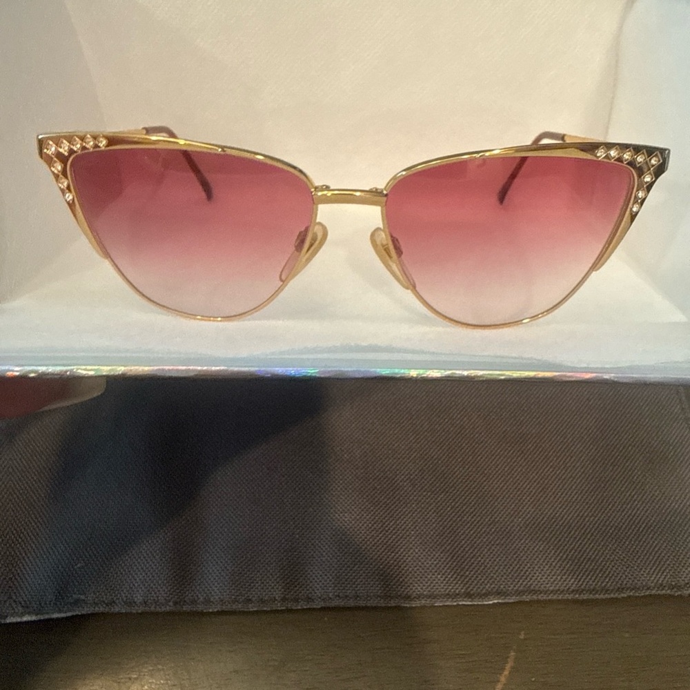 Valentino Gold Cat Eye Sunglasses with Pink Gradient Lenses